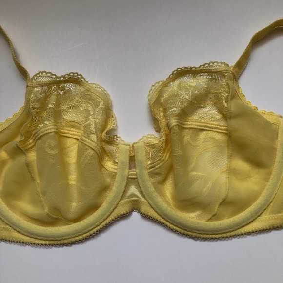 Wacoal Classic Yellow Sheer Lace Unlined Full Coverage Bra 855115 32DD/32E - Picture 10 of 12